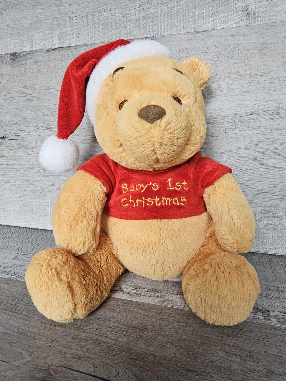 Disney Baby "Baby's 1st Pooh Bear" Plush Rattle Lovey Soother Toy 11" SOFT Rare